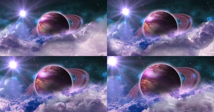 太空行星星系和发光的星星