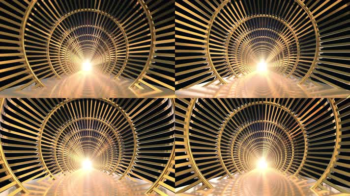 金色发光圆形拱门隧道