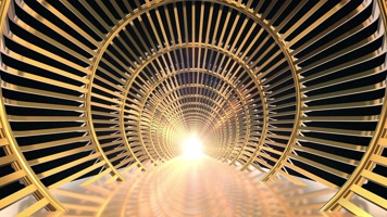 金色发光圆形拱门隧道