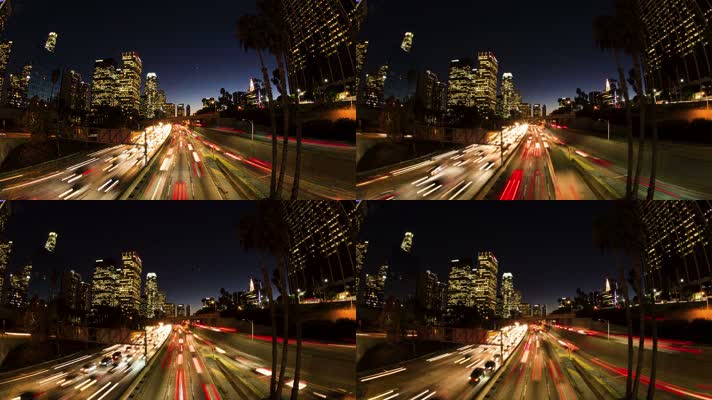 都市夜景建筑车辆交通灯光流动
