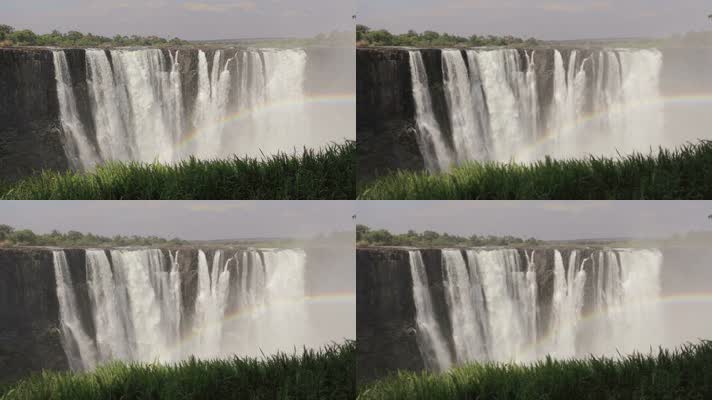 大瀑布水流彩虹大自然美景
