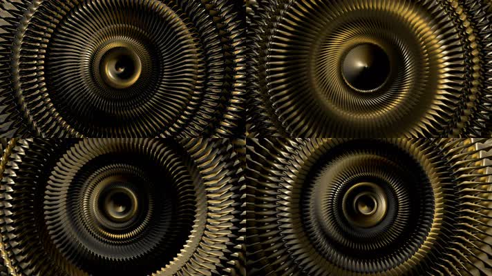 锐利边缘金色3D隧道