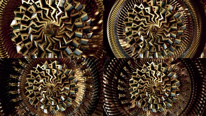 4K黄金曼陀罗艺术花纹视频