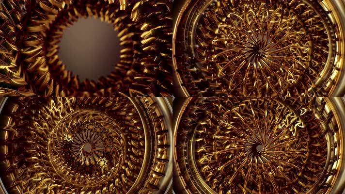 4K黄金曼陀罗艺术花纹视频 