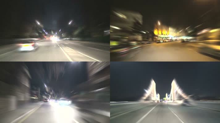城市夜景交通路口车辆