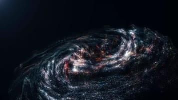 黑色背景上旋转粒子星云