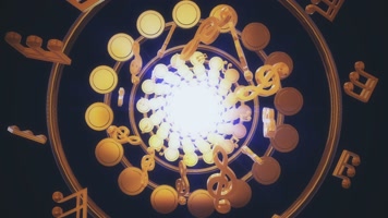 金黄色音符隧道背景