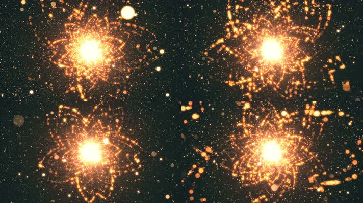 金色闪耀粒子花朵隧道背景