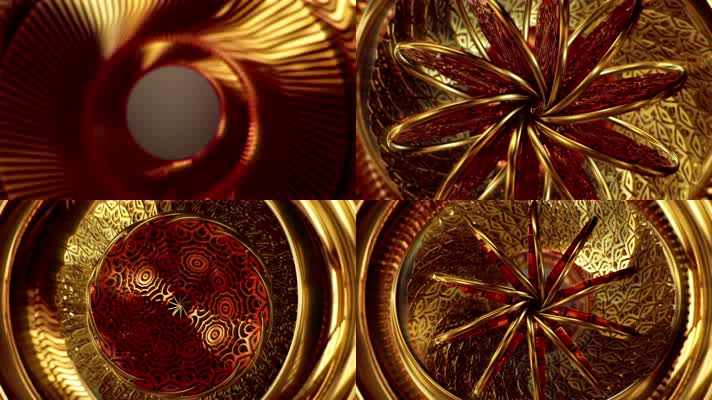 红色和金色曼陀罗动画 