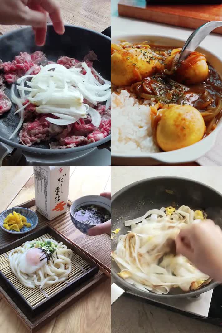 竖版视频~韩国美食煎炒烹炸面食培根肉油炸