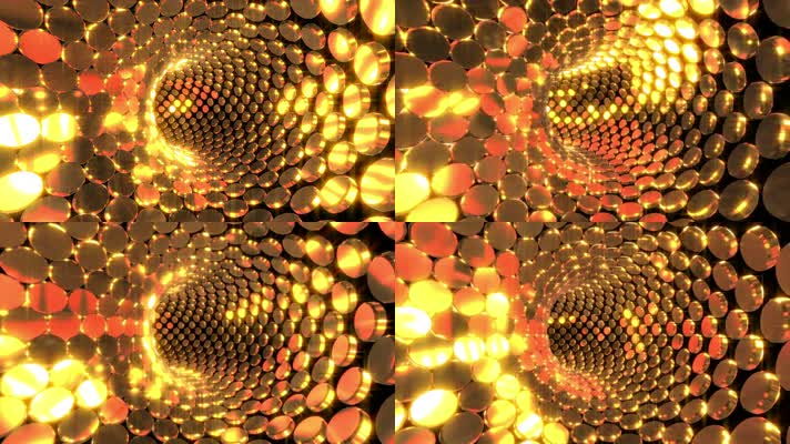 金色圆圈闪烁隧道背景