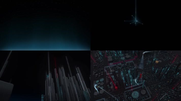 星空粒子涡旋建筑锁定导航模型