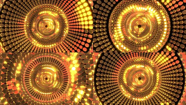 闪闪发光的金色圆形隧道