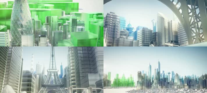 数字玻璃城市生长动画