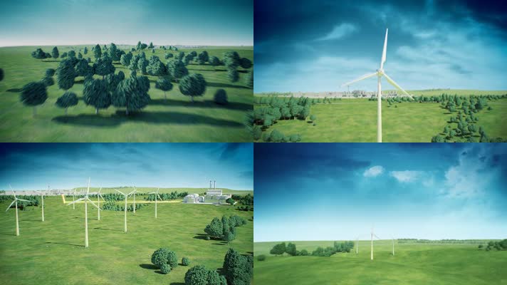 绿色环保新能源风电场3D动画
