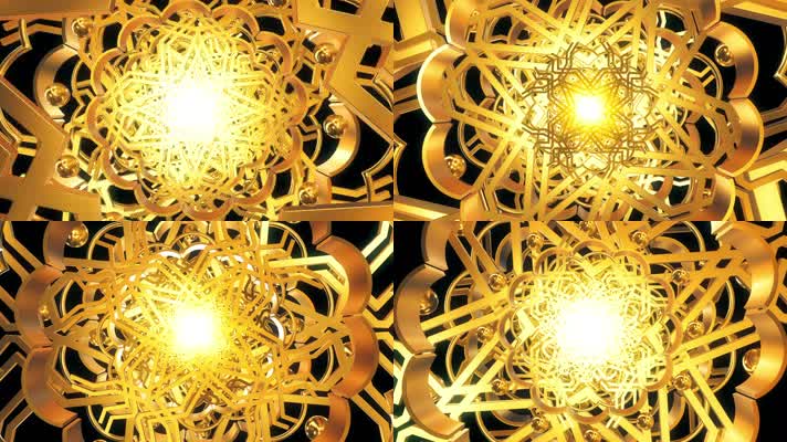 炫酷金色发光万花筒