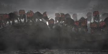 恐龙尖角龙成群迁徙逃亡三维动画