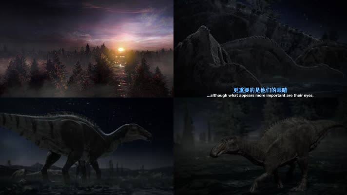 恐龙伤齿龙用毒液猎杀埃德蒙顿龙三维动画