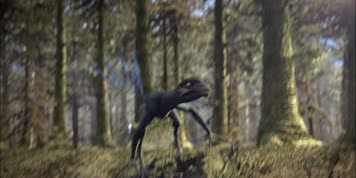 羽毛恐龙中国耀龙躲避中华盗龙捕食三维动画