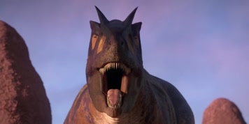 侏罗纪恐龙食蜥王龙抢夺异特龙食物三维动画