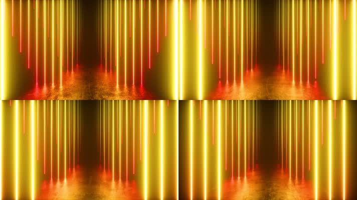 4K金色霓虹灯灯光雨光束