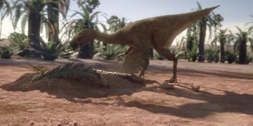 羽毛类恐龙窃蛋龙偷蛋逼真三维动画