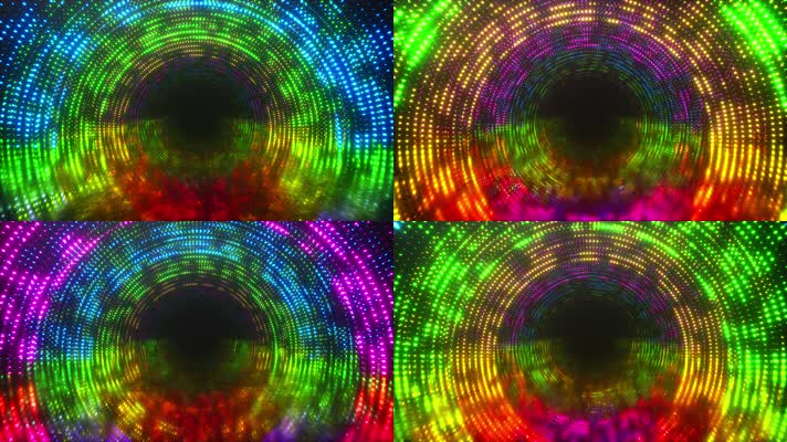 4K彩色粒子拱形隧道穿梭视频