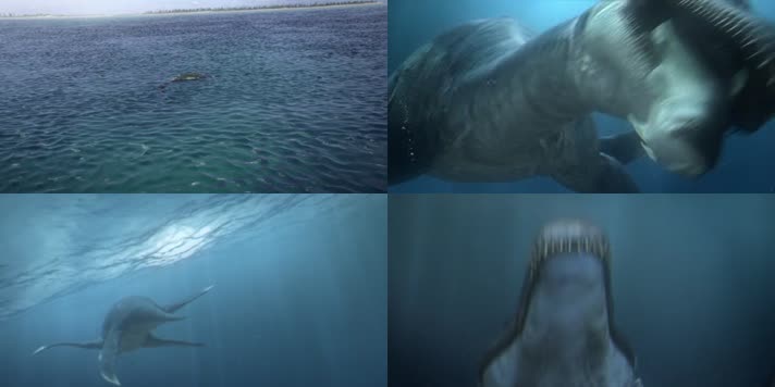 侏罗纪恐龙海王龙凶残撕杀白垩龙三维动画