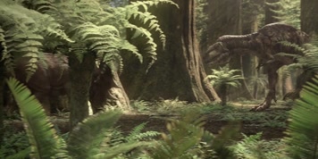 恐龙时代侏罗纪开角龙成功驱赶霸王龙动画