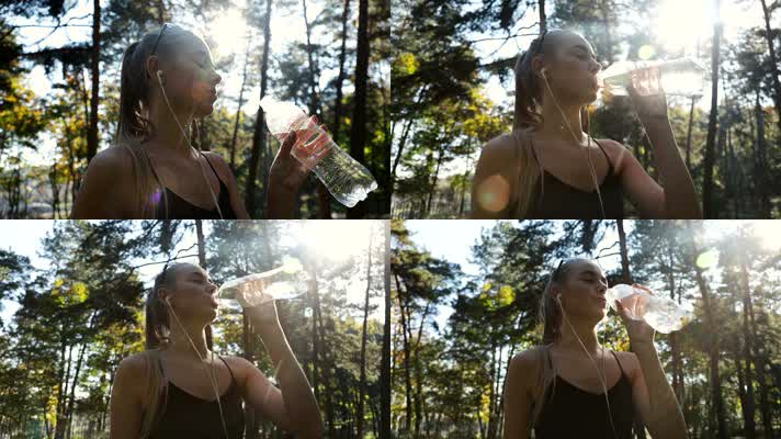 4k运动美女喝水