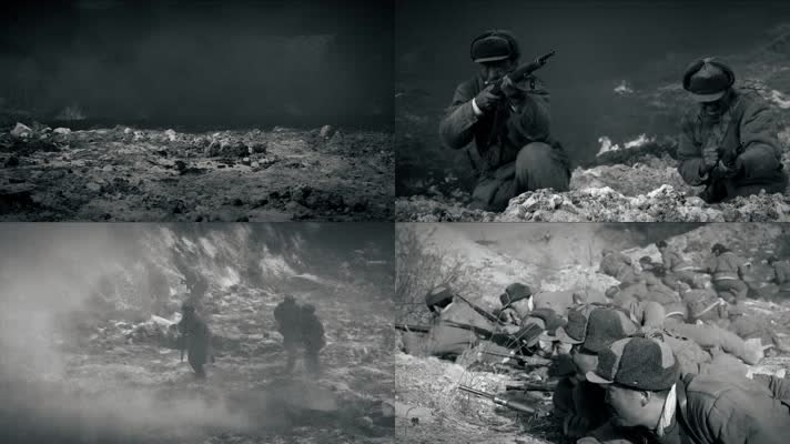 八路军战士志愿军人冲锋陷阵英勇杀敌抢夺阵