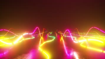4K霓虹灯组成的波浪起伏光束舞台背景视频 
