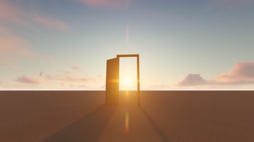 沙漠 延时 阳光 门 打开一道门  沙漠 延时 阳光 门 打开一道门