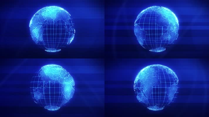 蓝色发光地球仪动画