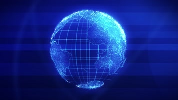 蓝色发光地球仪动画