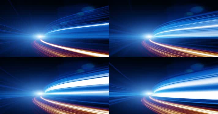 蓝色速度光线线条流动信息高速公路