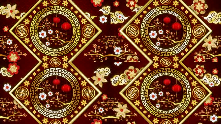 中国风花朵图案背景视频