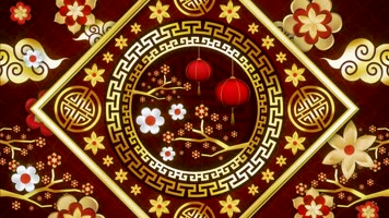 中国风花朵图案背景视频