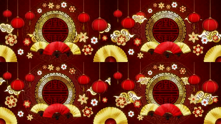 中国风灯笼扇子动画背景