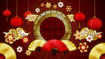 中国风灯笼扇子动画背景