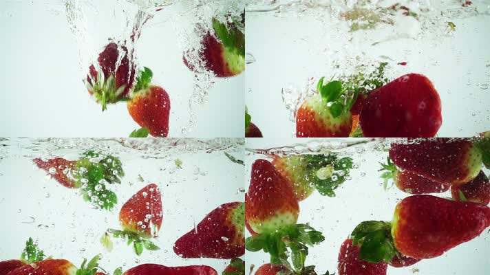 草莓落入水中