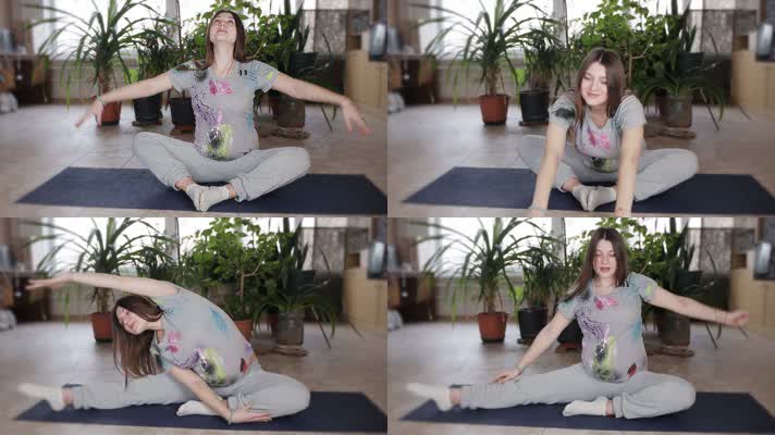 孕妇室内练习瑜伽 产前运动 