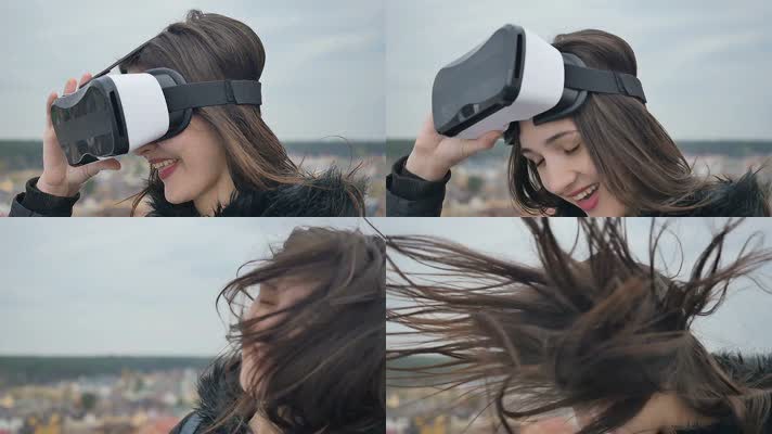 美女体验VR眼镜 长发飘飘