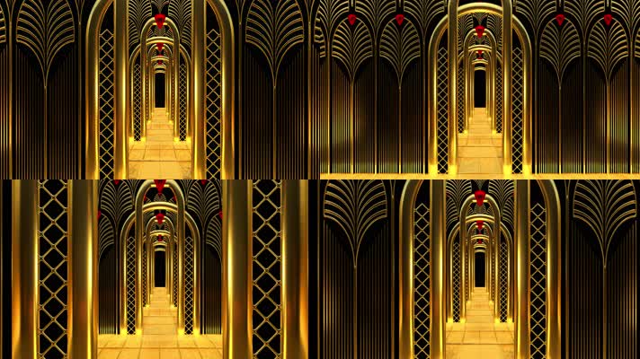 金色装饰艺术拱门隧道背景