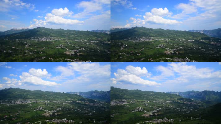 高山俯瞰蓝天白云全景1080p高清视频