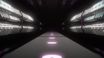 带有金属元素和紫色灯光的隧道