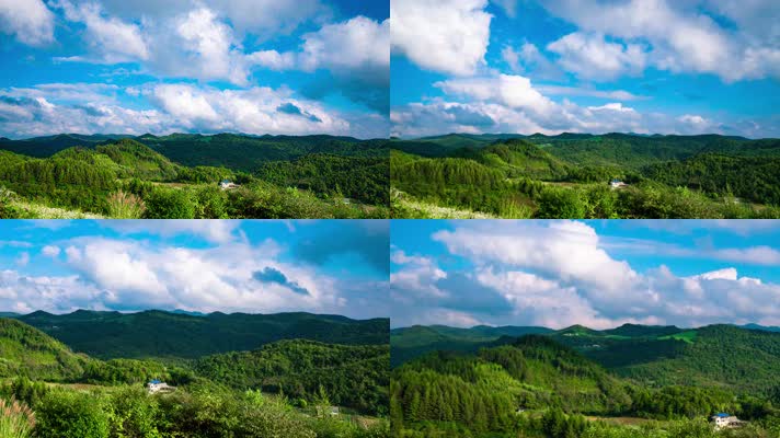 实拍4K恩施高山山顶田野流云风光延时摄影