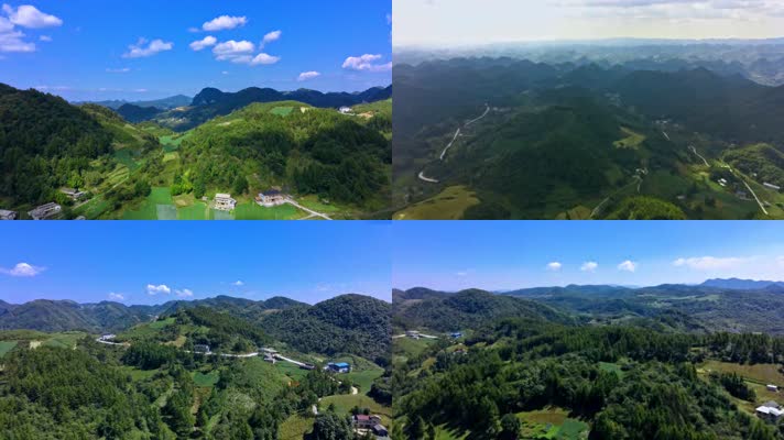 4k无人机航拍山川大地山村地脉森林