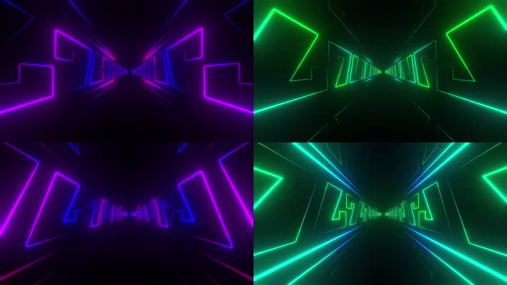 穿梭动感霓虹隧道VJ背景