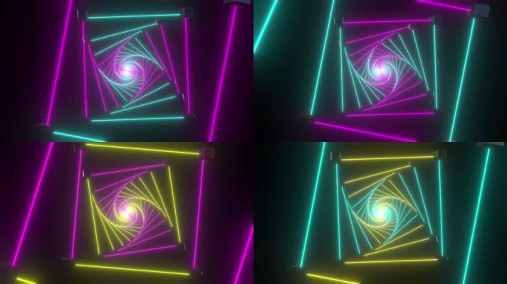 4K闪烁霓虹灯光隧道视频包